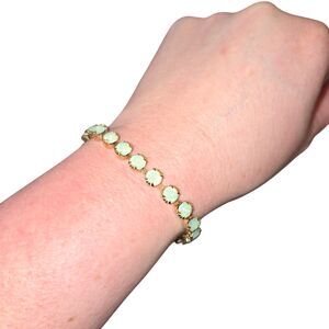 Victoria Lynn Green Opalescent Swarovski Crystal 6mm Small Cup Chain Bracelet 7"